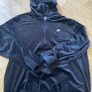Black velvet fila half zip hoodie